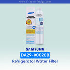 Samsung DA29-00020B refrigerator water filter replacement with genuine Samsung filter cartridge and packaging, designed for cleaner, fresher drinking water and refrigerator filtration systems