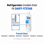 Samsung DA97-17376B refrigerator water filter compatibility guide for French door models including RF29DB9600QLAA, RF28R7551SR, RF28R7351SR, RF28R6301SR, RF28T5021SR, and RF23A9675AP.