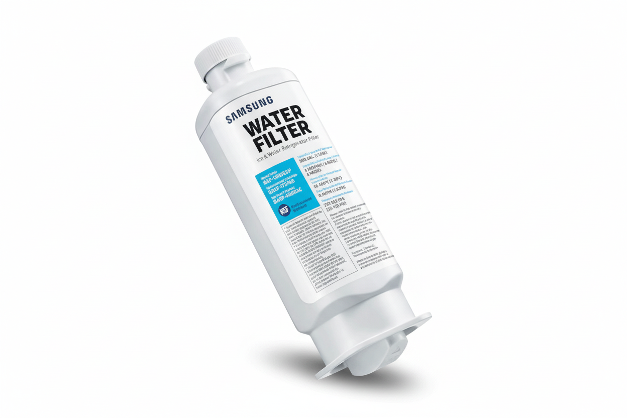 Samsung Refrigerator RF28R6301SR AA Water Filter Bottle Side View in White background