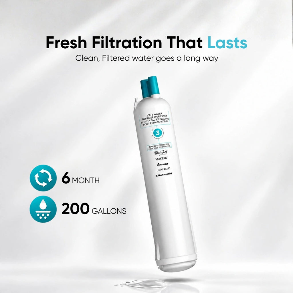 EveryDrop Filter 3 EDR3RXD providing up to 6 months or 200 gallons of fresh, filtered refrigerator water.