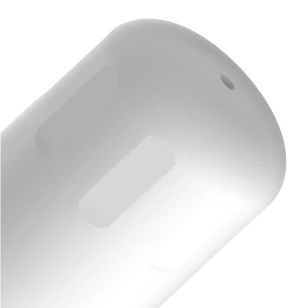 White rectangular object with a central indentation on a transparent background