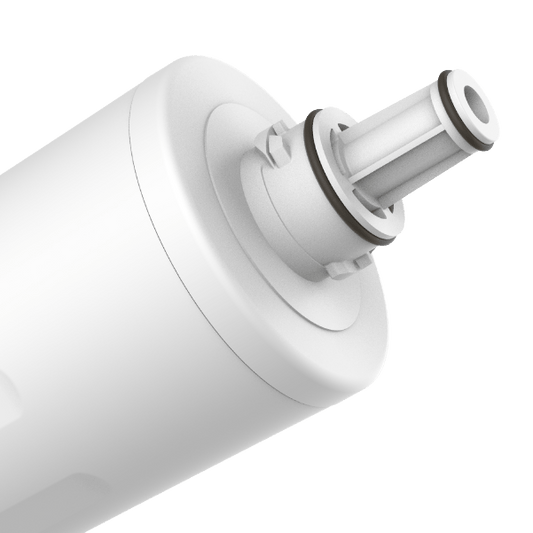 White cylindrical object with a black and white valve on a transparent background