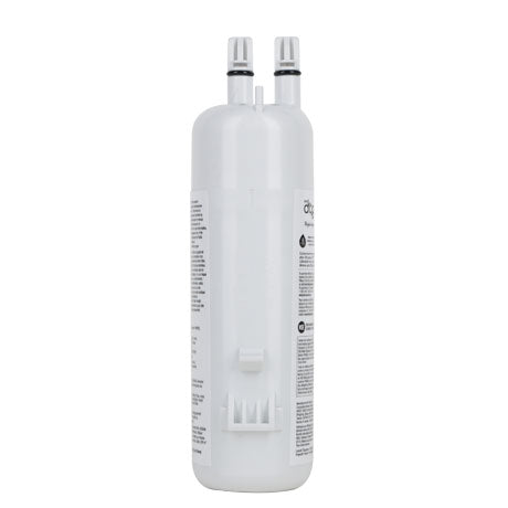 White water filter cartridge on a white background