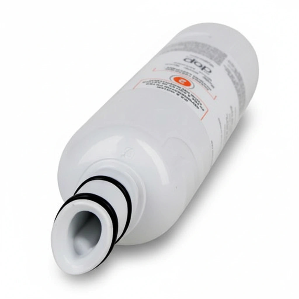 A white cylindrical replacement filter cartridge with black O-rings and a white threaded end, shown on a clean white background. The brand 'dop' is visible on the label.