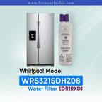 Whirlpool WRS321SDHZ08 fridge using EDR1RXD1 water filter for fresh water and ice