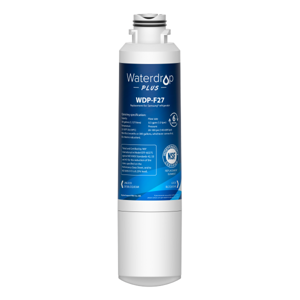 Waterdrop Plus WDP-F27 water filter on a white background